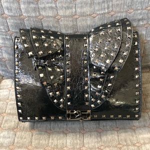 Ruffle top rockstud bag